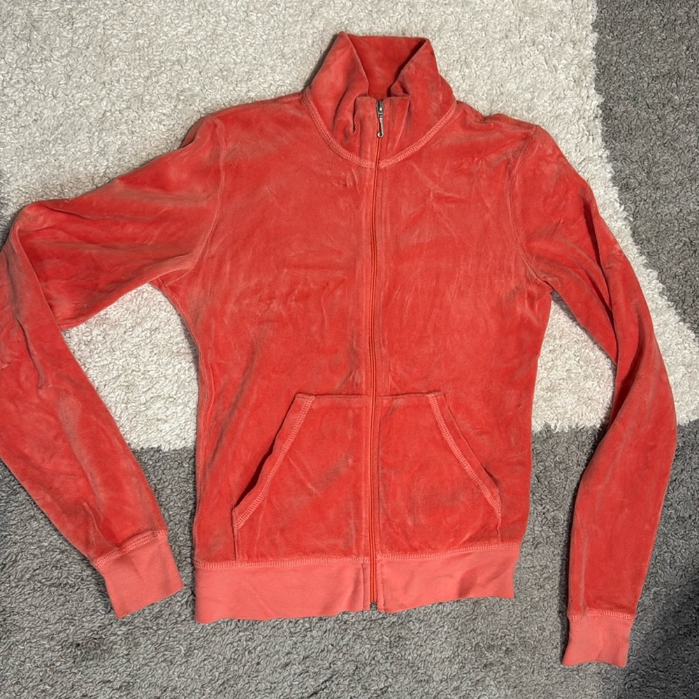 Small Coral Juicy Couture track jacket excellent condition. Rarely worn